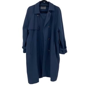 Storm & Marie Haya Ja Navy Blue Polyester Blend Trench Coat Size Medium